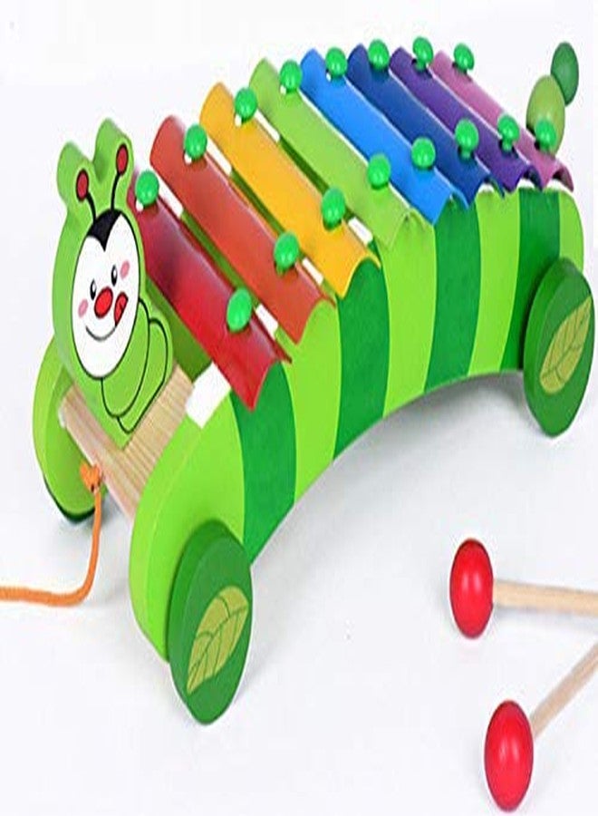 CrazyCrafts 2 in 1 Animal Xylophone with Pull Along Wooden Toys for Kids, Wooden Xylophone for Boys and Girls Caterpillar - Image 2